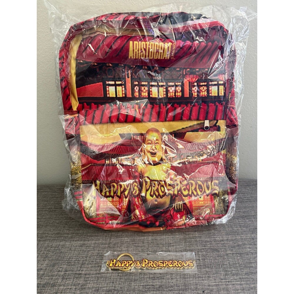 New Aristocrat Gaming “Happy & Prosperous”  Buddha Backpack & Matching Keychain